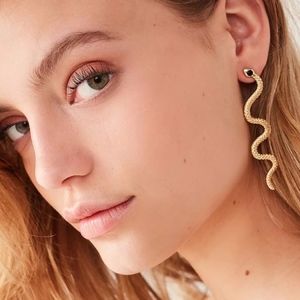 Gold Snake Chic Drop Earrings